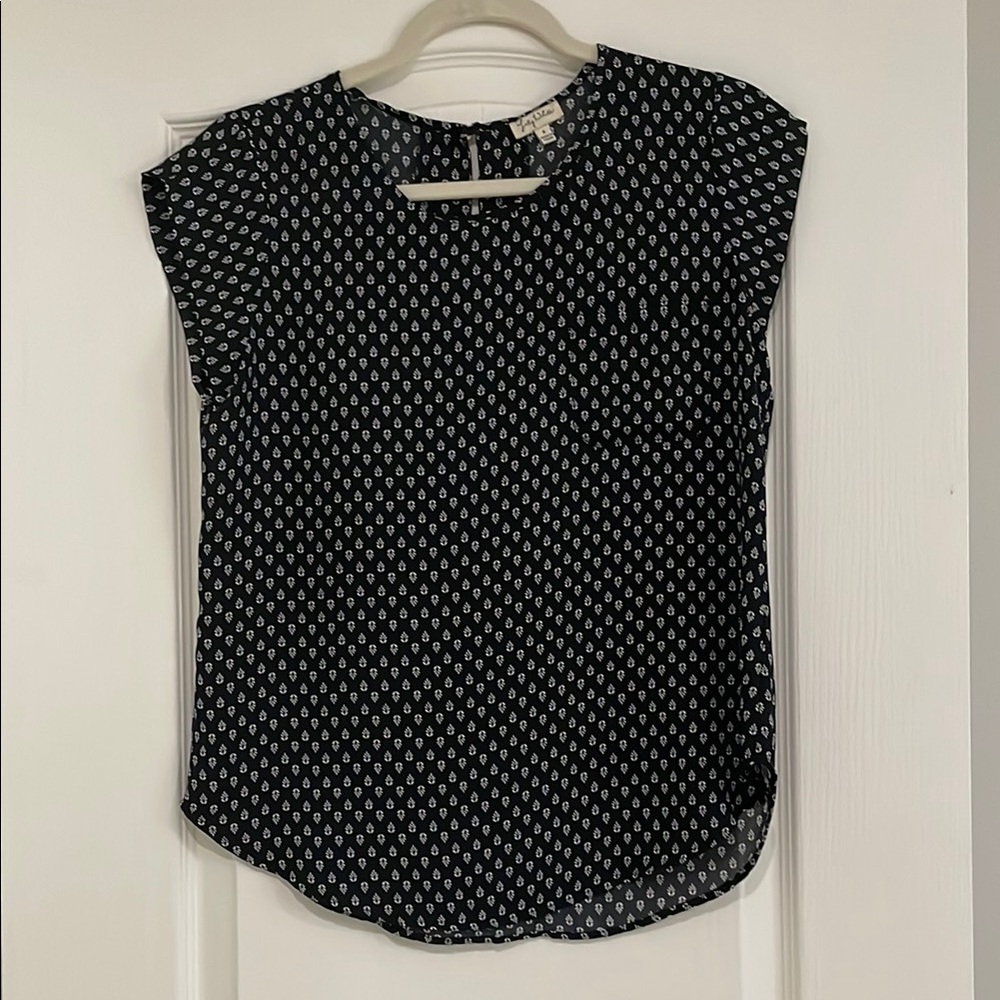 Lily White Black and White Polka Dot Cap Sleeve Blouse